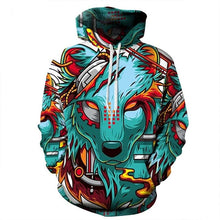 Load image into Gallery viewer, Cyan Wolf Hoodie