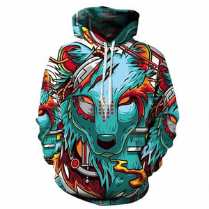 Cyan Wolf Hoodie