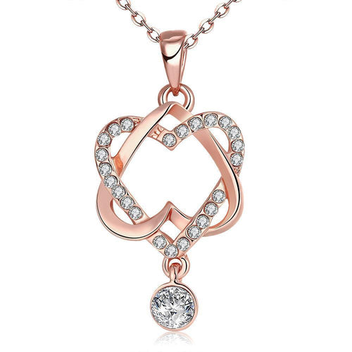 Swarovski Crystal 18K Rose Plated Intertwined Hearts Necklace