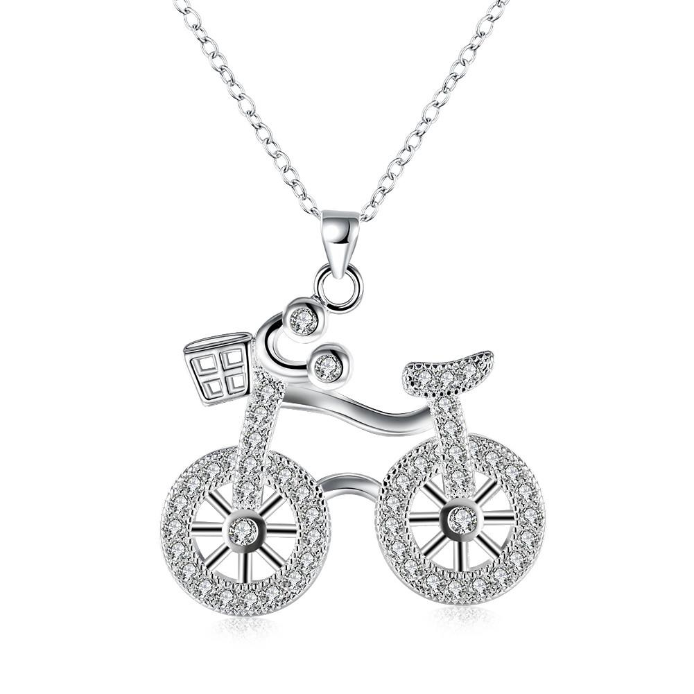 Swarovski Crystal Bicycle Necklace in 18K White Gold Plated