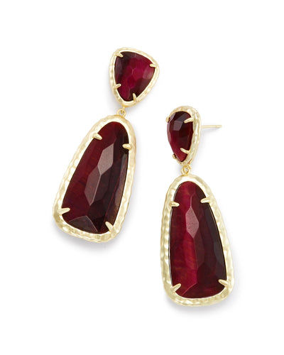 Made with Swarovski Crystal Gold Filled Ruby Stone Drop Earrings